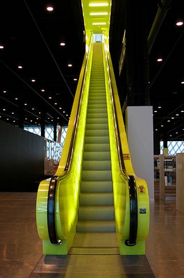 Seattle Library - yellow escalator