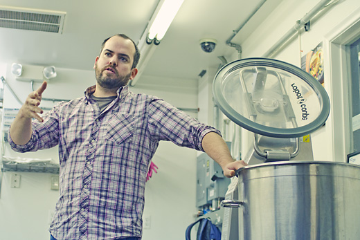 Brad Greenhill in the kitchen he shares with Jerusalem Garden