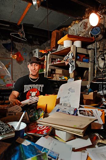 Davy Rothbart at the FOUND office in Ann Arbor, 2008