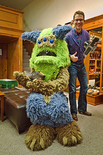 Just a monster trying on shoes at Van Boven