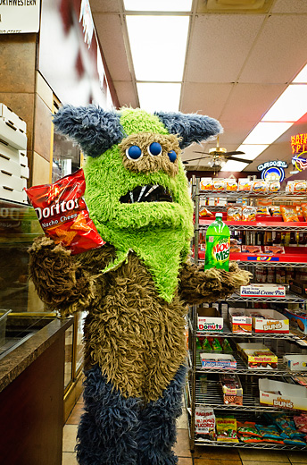 Just a monster getting snacks at The Diag Party Shoppe