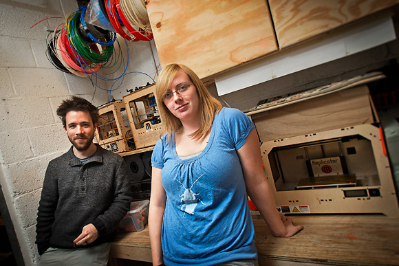 Dana Nelson and Josh Williams at All Hands Active Makerspace, Ann Arbor