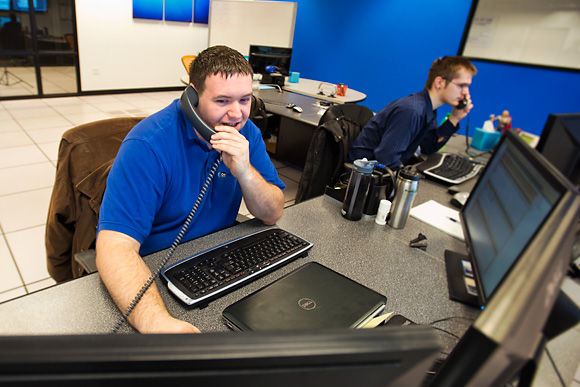 Online Tech employees monitoring the servers and generators