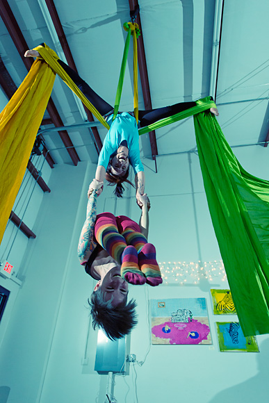 Veronica Callan (top) and Katie Livingston at the Ann Arbor Aviary