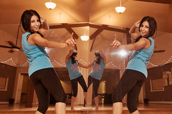 Anuja Rajendra teaching a Bollyfit class in Burns Park