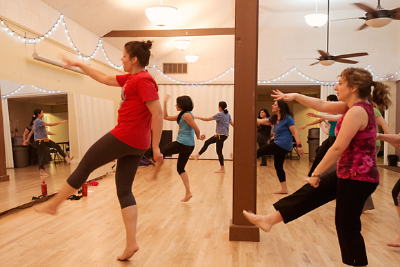 Anuja Rajendra teaching a Bollyfit class in Burns Park