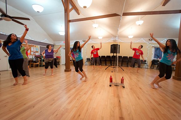 Anuja Rajendra teaching a Bollyfit class in Burns Park