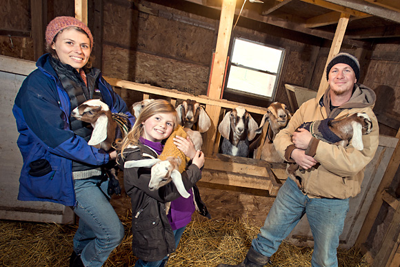 Jason Gold with his wife Joy and daughter at the Michigan Folk School