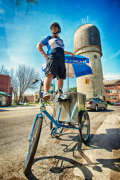 Rob Hess and his 1946 Worksman tricycle