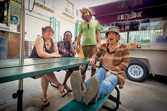 Kelly, Cidalene, William and Christina of the Ann Arbor Free Skool at Mark's Carts