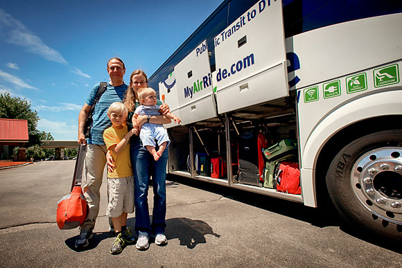 Paul and Annelie Ott with their sons Nicholas and Alexander board the AirRide