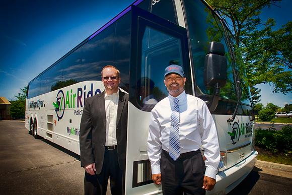 L to R Don Kline and Al Thomas of the AATA with the AirRide at Kensington Court Hotel