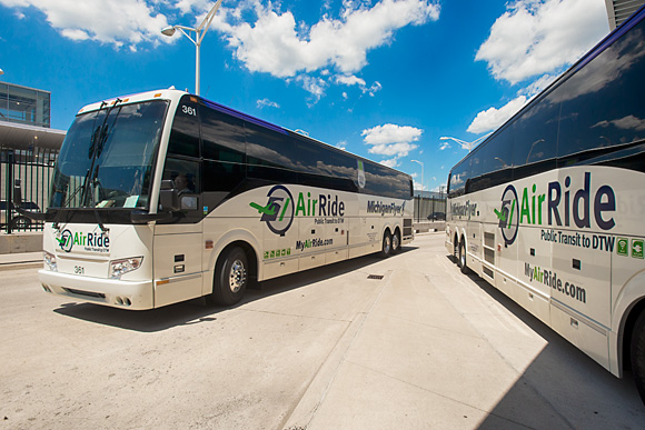 AirRide pulling into the North Terminal at Detroit Metro Airport