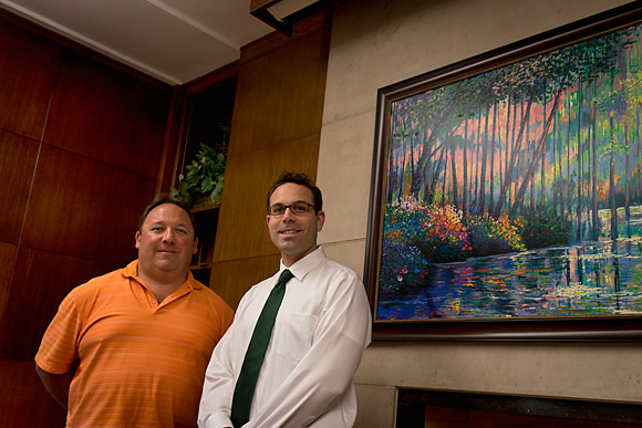 L to R Bob Densic and Jay Peterson inside Rackham Hall