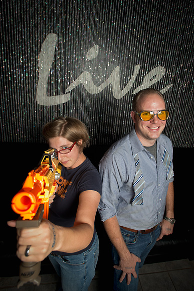 Nerd Nite organizers Amber Conville and Justin Fitins at Live