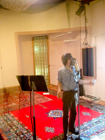 Ian Svenonius recording at World Class Tapes - photo courtesy Fred Thomas