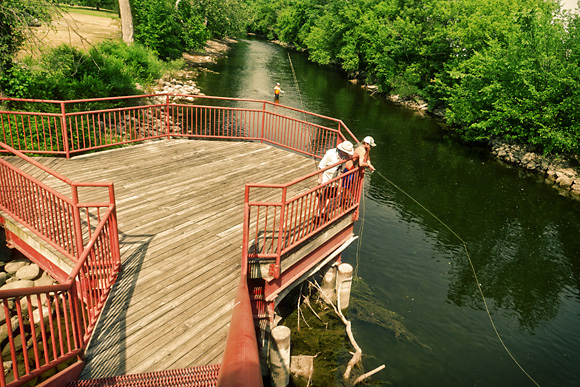 Fly fishing on the Huron River at Michigan Avenue in downtown Ypsilanti