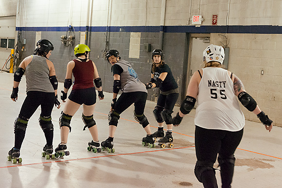 Ann Arbor Derby Dimes practice in Ypsilanti