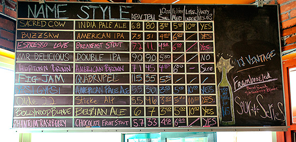 The impressive tap selection at Corner Brewery, Ypsilanti
