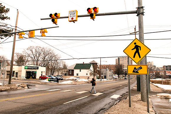 Pedestrian Crosswalks - work fine in Royal Oak, yet hard to understand in a college town