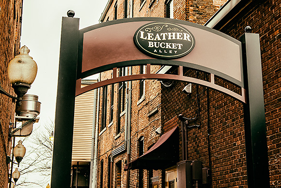 Leather Bucket Alley looking west