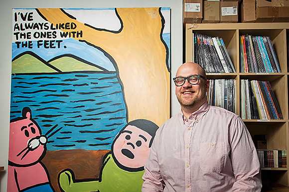 Jeremy Peters at the Ghostly International office at the Tech Brewery