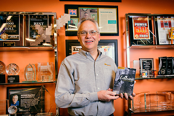 Richard Sheridan with his favorite book on Edison.  Autographed by the author Paul Israel of course.