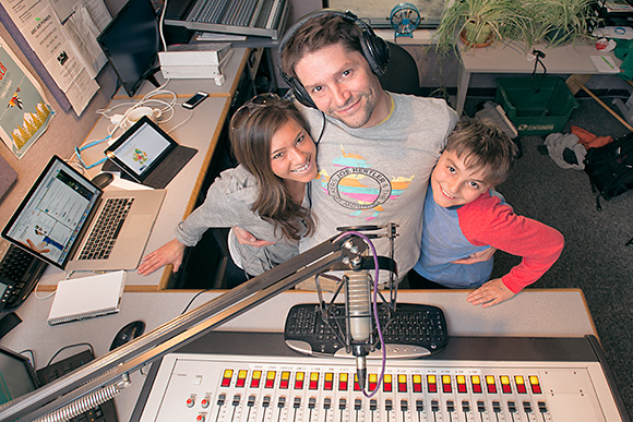 Nicole Myint, Matthew and Carter Altruda at the Tree Town Sound studio