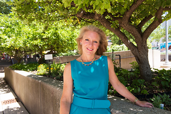 Sally Petersen at the Sensory Garden at Liberty Plaza