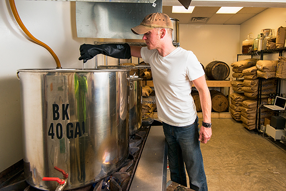 Nathan Hukill at Bitter Old Fecker's brewery