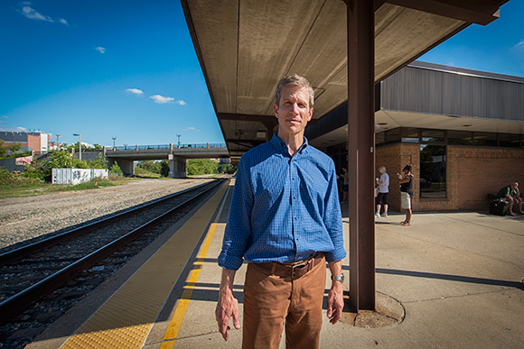 Kirk Westphal at the current Amtrak station on Depot Street 