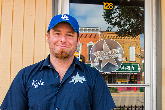 Kyle DeWitt at the future home of Tecumseh Brewing Company