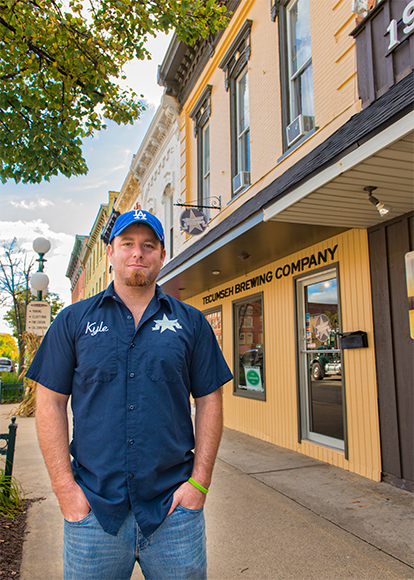 Kyle DeWitt outside Tecumseh Brewing Company