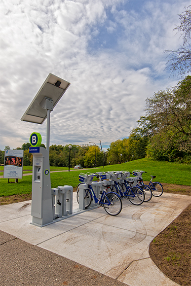 ArborBike bike share station on North Campus