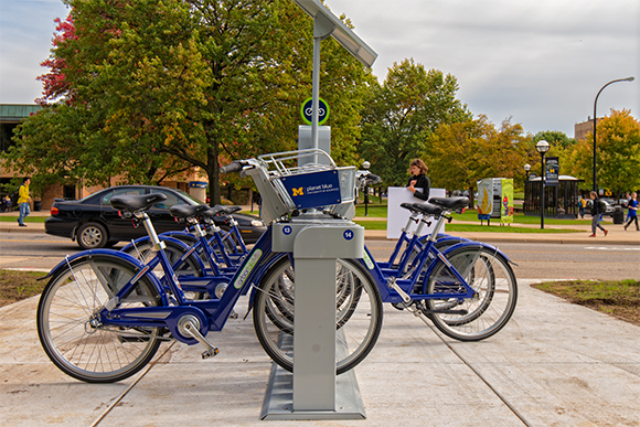 ArborBike bike share station on North Campus