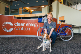Heather Seyfarth and Cooper at the Clean Energy Coalition
