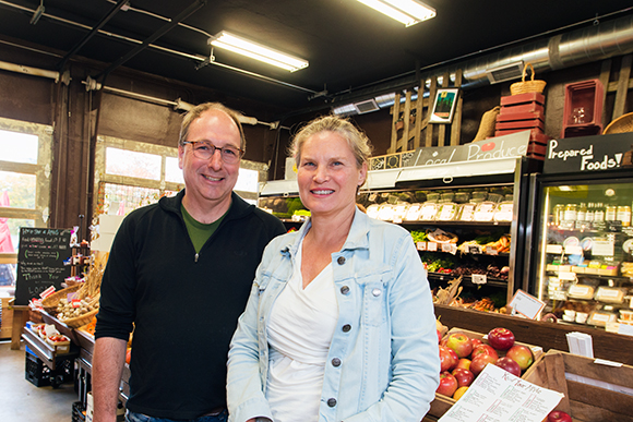 Bill Brinkerhoff and Kathy Sample at the Argus Farm Stop