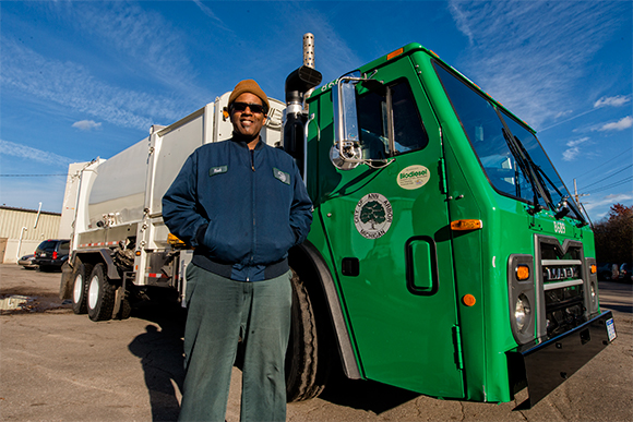 Curbside recycling driver Gerald Rush at Recycle Ann Arbor