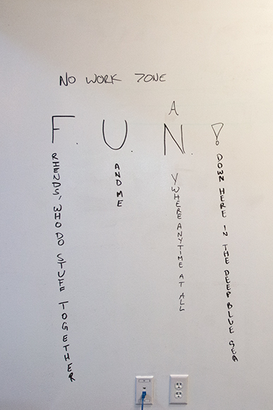 Dry erase graffiti from a HookLogic employee's kid