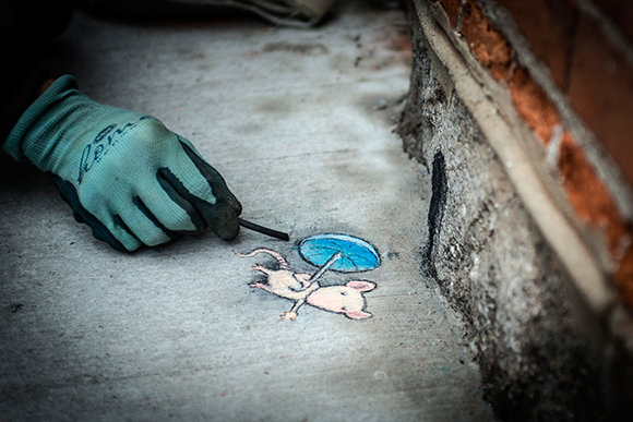 David Zinn drawing on Liberty Street in Ann Arbor