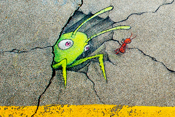 One of David Zinn's drawings at Kerrytown Market