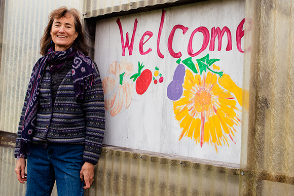 Lise Anderson at the Tappan Middle School Greenhouse