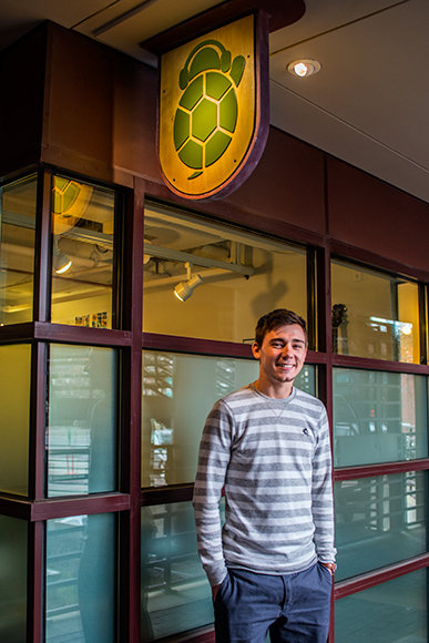 Jeremy Lindlbauer at the TurtleCell offices in Kerrytown 