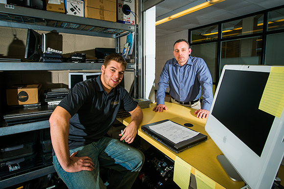 Ryan Dixon and Jack Bidlack at the Digital Inclusion store at EMU