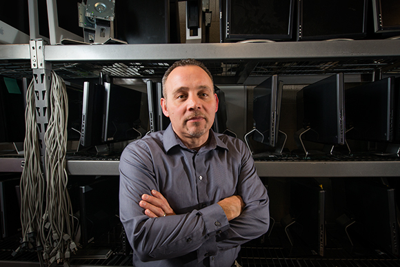 Jack Bidlack at the Digital Inclusion storeroom at EMU