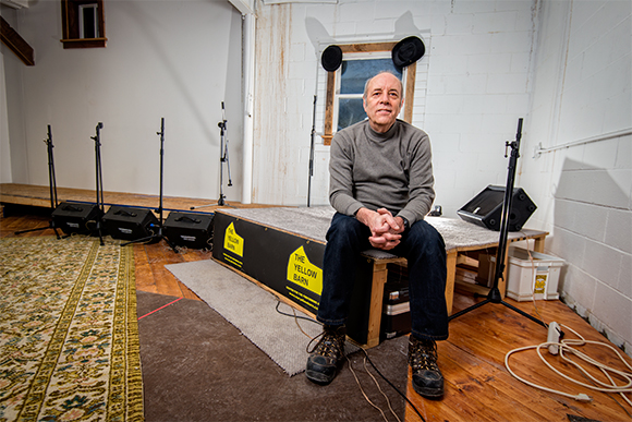 Karl Diez on the new drum and horn riser stages at The Yellow Barn