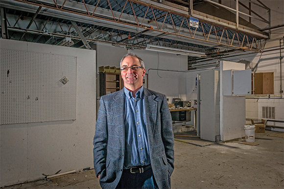 Mark Smith at his future startup incubator in Ann Arbor