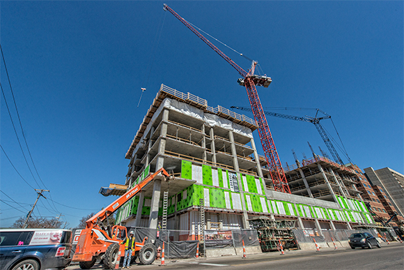 The Foundry Lofts high end apartments under construction at the corner of Huron and South Division