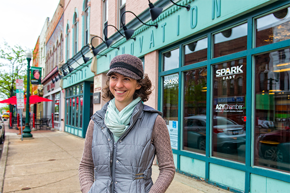 Amanda Edmonds in downtown Ypsilanti