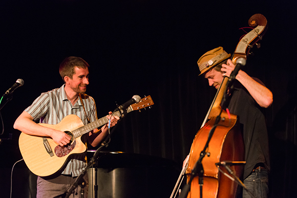 Think Local First's Chris Good playing at The Ark with bassist Brennan Andes